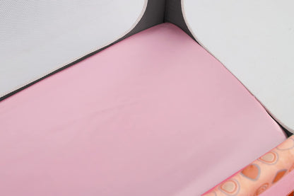 Satin Pack n Play Sheet Set 2 Pack Ultra Soft Silk Playard Sheet 36x36 Inch Protect for Baby Hair and Skin, Grey & Pink