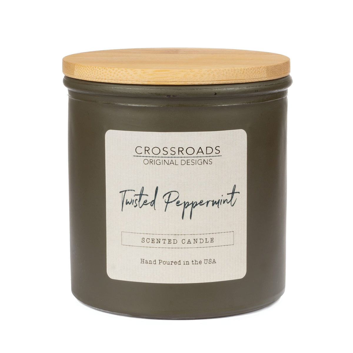 Crossroads Twisted Peppermint Colored Glass Candle, 14 Oz