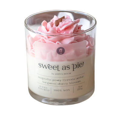 Jarful House Sweet as Pie Dessert Candle | Spring Floral Scent Soy Candle Magnolia Peony Cherry Blossom | Mothers Day Gift