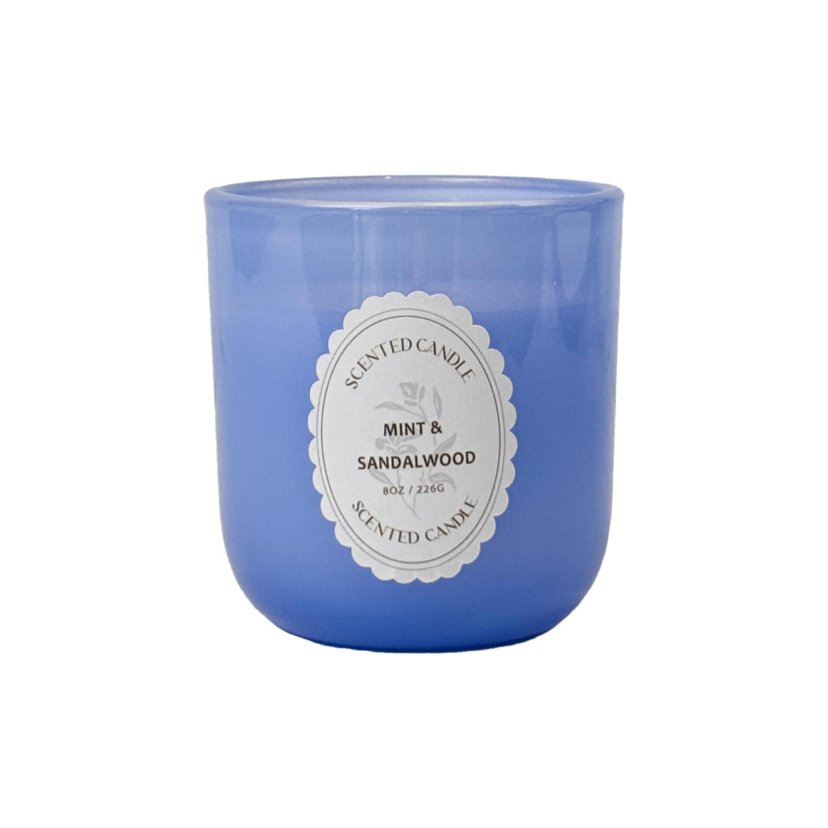 Mint & Sandalwood Scented Candle 8oz – CW Studio Color-Sprayed Glass Jar, Fresh Cool Mint & Warm Wood Aroma – Bathroom Kitchen Office Gift Candle for Women, Mother's Day Housewarming – 40-45 Hour Burn