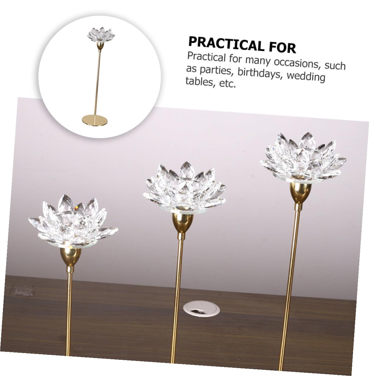 Abaodam Simple Metal Candle Stand Crystal Lotus Candle Holder Small Gold Decorative Candlestick for Dining Room Romantic Home Décor