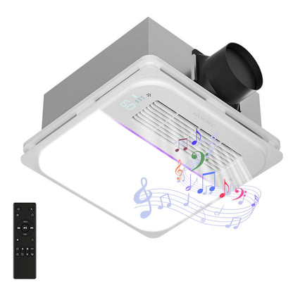 LIVSGREE 5-IN-1 Bathroom Exhaust Fan with Heater 1600W & 3CCT LED Light & Humidity Sensor, & Bluetooth Speaker, 170 CFM, 6-RGB, 1.5 Sone Quiet Ceiling Bath Fan With Remote Control for Bathroom Heating
