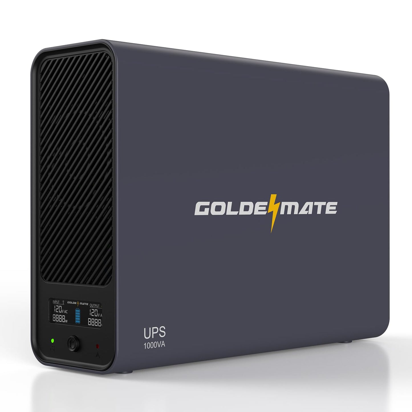 GOLDENMATE 1000VA/800W Lithium UPS Battery Backup and Surge Protector, Sinewave UPS System with LiFePO4 Battery(230Wh), Updated Pro Ver. with USB Communication Port, 8 Outlets, LCD Display, Gray