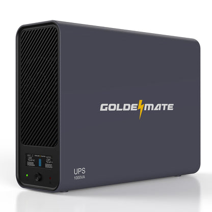 GOLDENMATE 1000VA/800W Lithium UPS Battery Backup and Surge Protector, Sinewave UPS System with LiFePO4 Battery(230Wh), Updated Pro Ver. with USB Communication Port, 8 Outlets, LCD Display, Gray