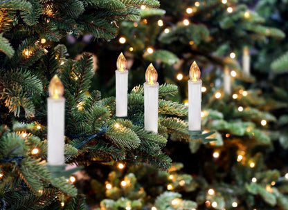 Houdlee LED Flameless Taper Candles with Remote Control and Removable Clips,Flickering 4 Inches Birthday Candles,Set of 10 Warm White Candle for Christmas, Chandelier, Mini Wedding Taper Candles
