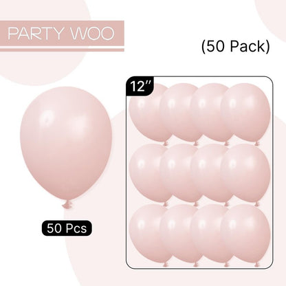 PartyWoo Dusty Pink Balloons 50pcs 12 Inch Boho Blush Lilac Pink Latex Helium Balloons for Princess Birthday Baby Shower Graduation Gender Reveal Anniversary Bachelorette Party Decorations Pink-F54