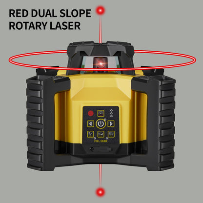 Firecore Self-Leveling Dual Slope Horizontal Rotary Laser Level Kit, 1969-Foot Range, IP55 Rated, Includes Tripod, Grade Rod, Detector, 2 Batteries, Carrying Case, and Accessories