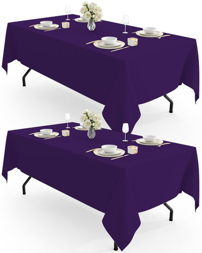 Pureegg Rectangle Table Cloth 60" x 102" – Durable Polyester Tablecloth Offers Reusable & Washable Protection, Ideal for Outdoor Party, Picnic, Wedding, Banquet and Birthday, 2 Pack, Purple