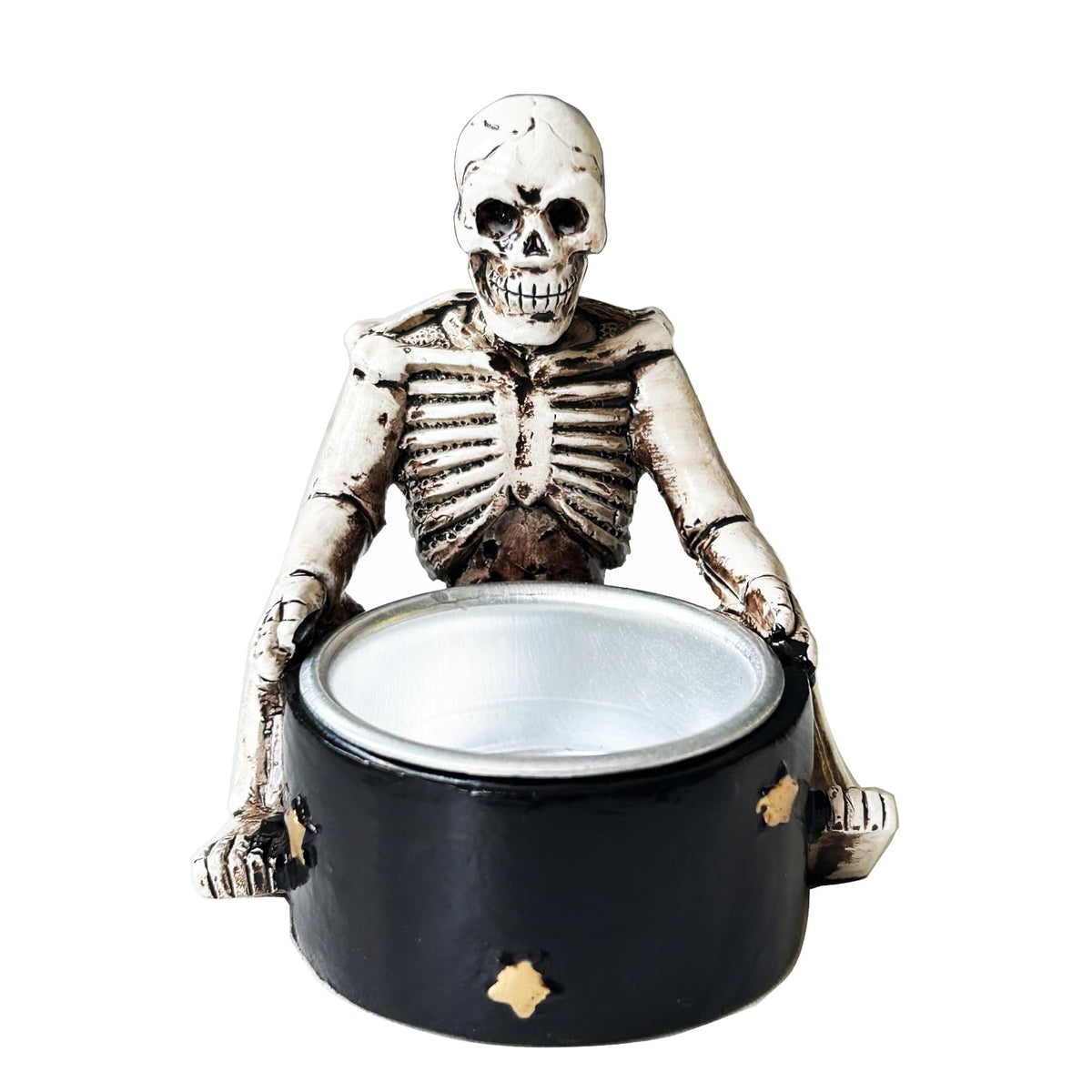 Spooky Tealight Candle Holder - Halloween Decorations Horror Skeleton Skull Candle Holder - Resin Skull Gothic Style Home Decor for Bedroom Living Room Mantel Shelf Decoration
