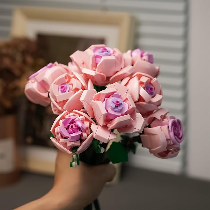 Flowers Building Set for AdultsRoses Gift for Her or Him for ChristmasAnniversaryValentine's DayBotanical CollectionArtificial Flowers Home Decoration 741 pcs