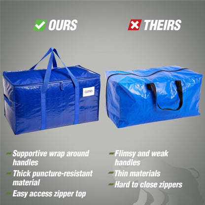 RUGGED RHINO Heavy Duty Extra Large Moving Bags - Durable Blue Storage Solution with Zipper & Strong Handles | 2 Pack