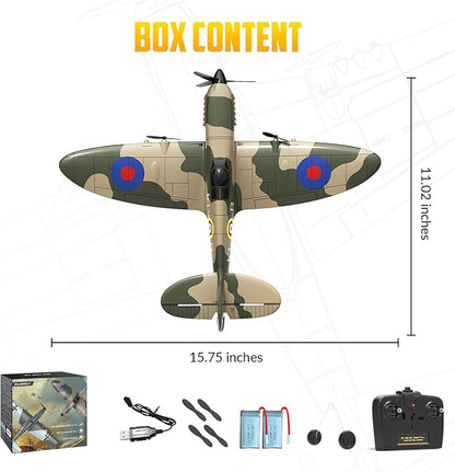 volantexrc RC Plane 3 Channel Remote Control Plane Fighter Spitfire with 6-axis Gyro 2.4GHz RTF Radio Controlled Aircraft Easy to Fly for Beginners Adults (76205 RTF)