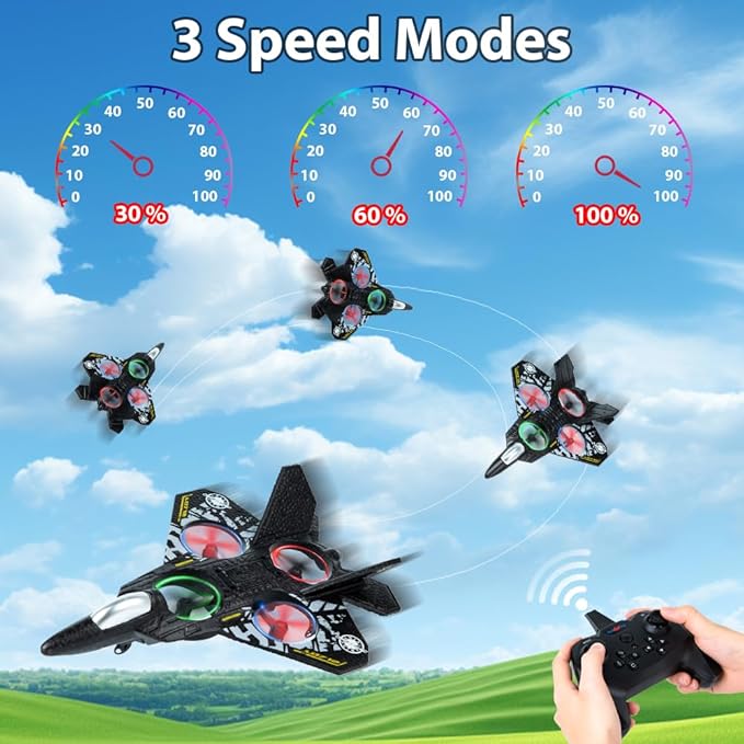 Remote Control Airplane for Kids Boys Beginners 8-12 RC Plane with Light 360° Flip Fighter Jet Toys Stunt Roll Airplane Toy Gifts for Kids Boys Girls 8-16 Drone for Adults