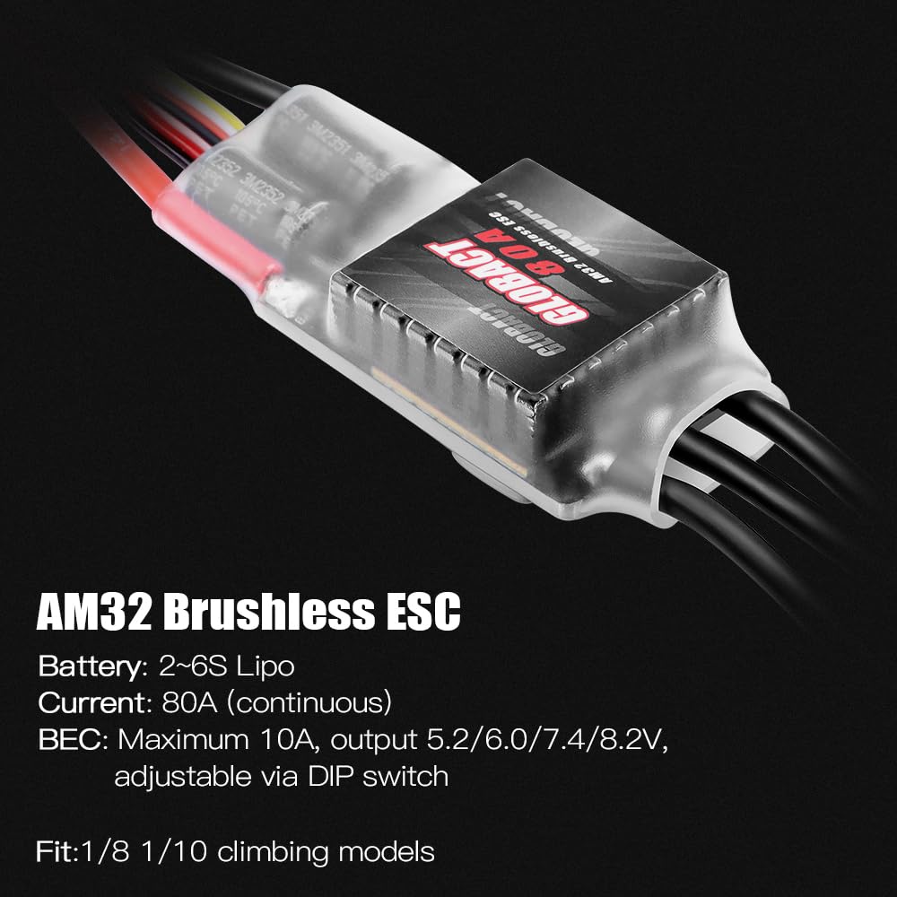 GLOBACT AM32 80A Crawler ESC and 3542 Brushless Motor Kit for 1/8 1/10 RC Crawler Car Axial SCX10 TRX-4 TRX-6 (2250KV 3542)