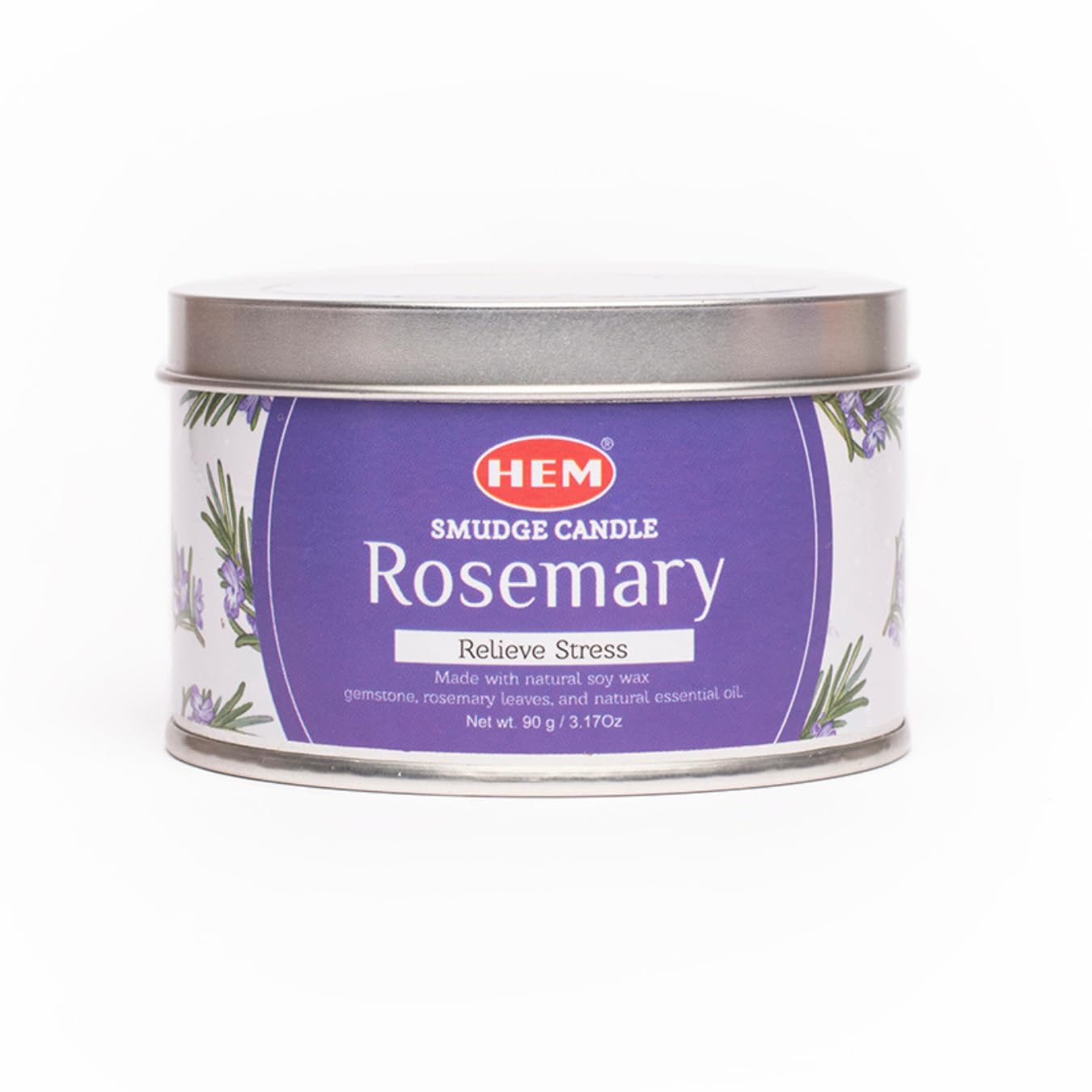 HEM Rosemerry Scented Smudge Candles – 3.2 Oz Natural Soy Candles with Crystals Inside – Long-Lasting 20-Hour Clean Burn – Perfect for Home Cleansing & Relaxation