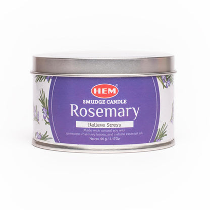 HEM Rosemerry Scented Smudge Candles – 3.2 Oz Natural Soy Candles with Crystals Inside – Long-Lasting 20-Hour Clean Burn – Perfect for Home Cleansing & Relaxation