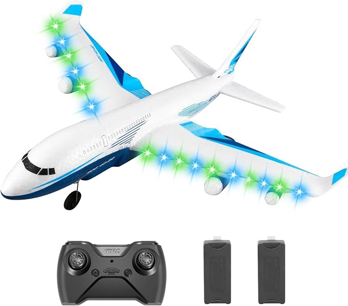 4DRC Remote Control Airplane for Kids Boys Adults G2 Remote Control Plane Jet for Beginners Adult Ready to Fly Airplane with One Key Aerobatic LED Light RC Plane for Kids 2 Battery