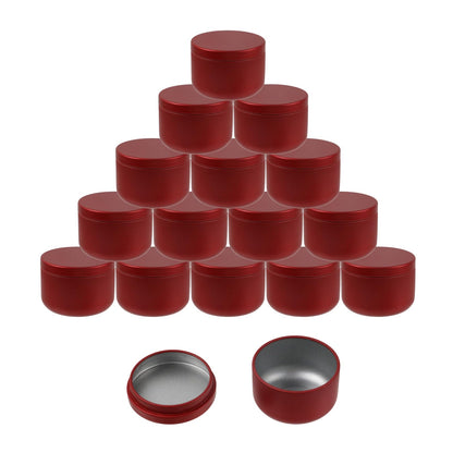 Geesatis 3 oz Empty Candle Tins with Lids (16 Pcs) - Metal Candle Containers Jars for Candle Making, Storage - Airtight, Red