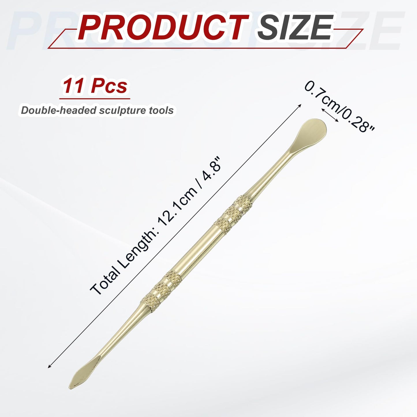 HARFINGTON 11pcs Wax Carving Tool 4.75" Double-Headed Stainless Steel Sculpture Tools Kit Modeling Engraving Sculpting Spoons for Clay Pottery Crafts Shaping, Gold Plated