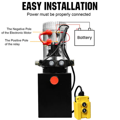 DC HOUSE Hydraulic Power Unit 15 Quart Double Acting Hydraulic Pump DC 12V Power Unit Metal Reservoir for Dump Trailer Car Lifting