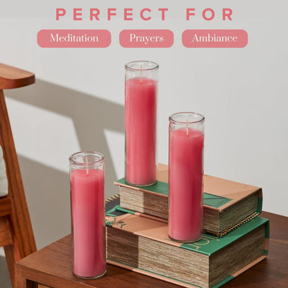 Aspen Brands Blessed Sanctuary Devotional Prayer Candle Religious Candle, (Pink, 12 Pack)