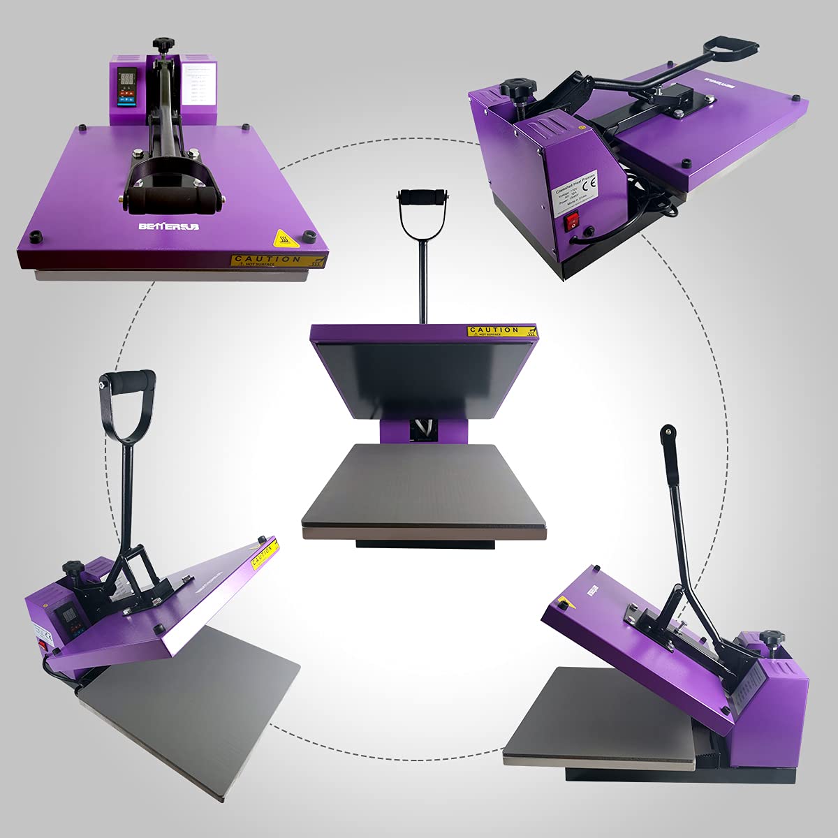 BetterSub 15‘’x15‘’ Industrial Heat Press Machine for T-Shirts, Sublimation, Transfers – Digital LCD Control, Teflon Surface, Clamshell Design, Safe & Durable - Purple
