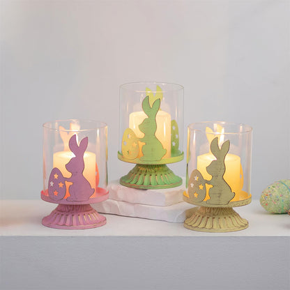Sziqiqi Bunny Candle Holder for Easter: Tealight Holders Centerpiece Table Decorations for Pillar Candles - Coloured Rabbit Tea Light Candle Holders for Easter Party Spring Home Decor