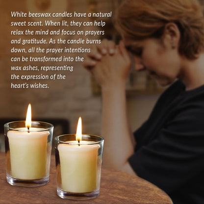 AGLARY 6PCS Pure Beeswax Votive Candles, Unscented, Naturally Lightly Honey Scented, 12 Hours Burn Time Each (White)