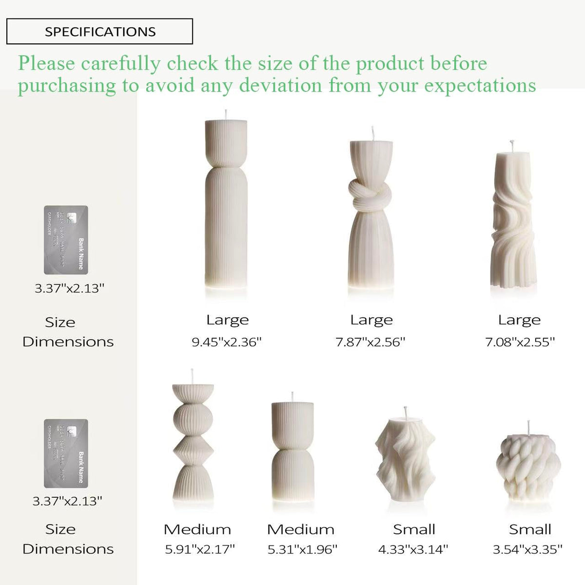 7-Pack Pillar Candles - Soy Wax Handmade Ribbed Candles for Home Decor, Housewarming Gift, Shelf & Table Decor - Aesthetic Modern Candles Set (White)