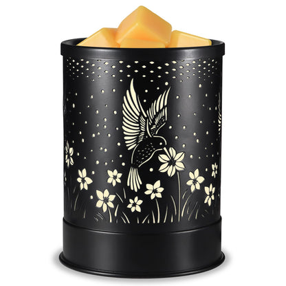 nawaza Hummingbird Metal Wax Melts Warmer, 2-in-1 Electric Fragrance Candle Wax Melter and Wax Cubes Aromatherapy Essential Oil Burner with LED Light for Home Office Room Bedroom and Home Décor
