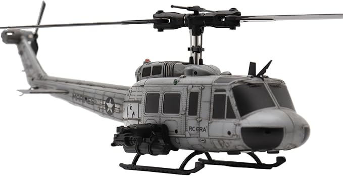 RC ERA C032 RC Helicopter 1/48 Scale 2.4G 6CH UH-1 Huey Flybarless RC Helicopter 6-Axis Gyroscope Stabilization with Altitude Hold &amp 3D Inverted Flight for Adults Enthusiasts(3 Battery)