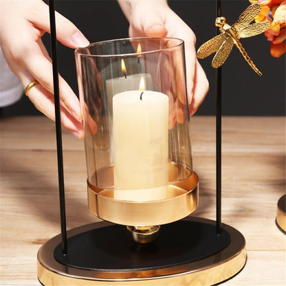 Candlestick Holders Luxury Glass Candlestick Living Room Dining Table Home Decoration Metal Candle Holder Candle Holders(Small)