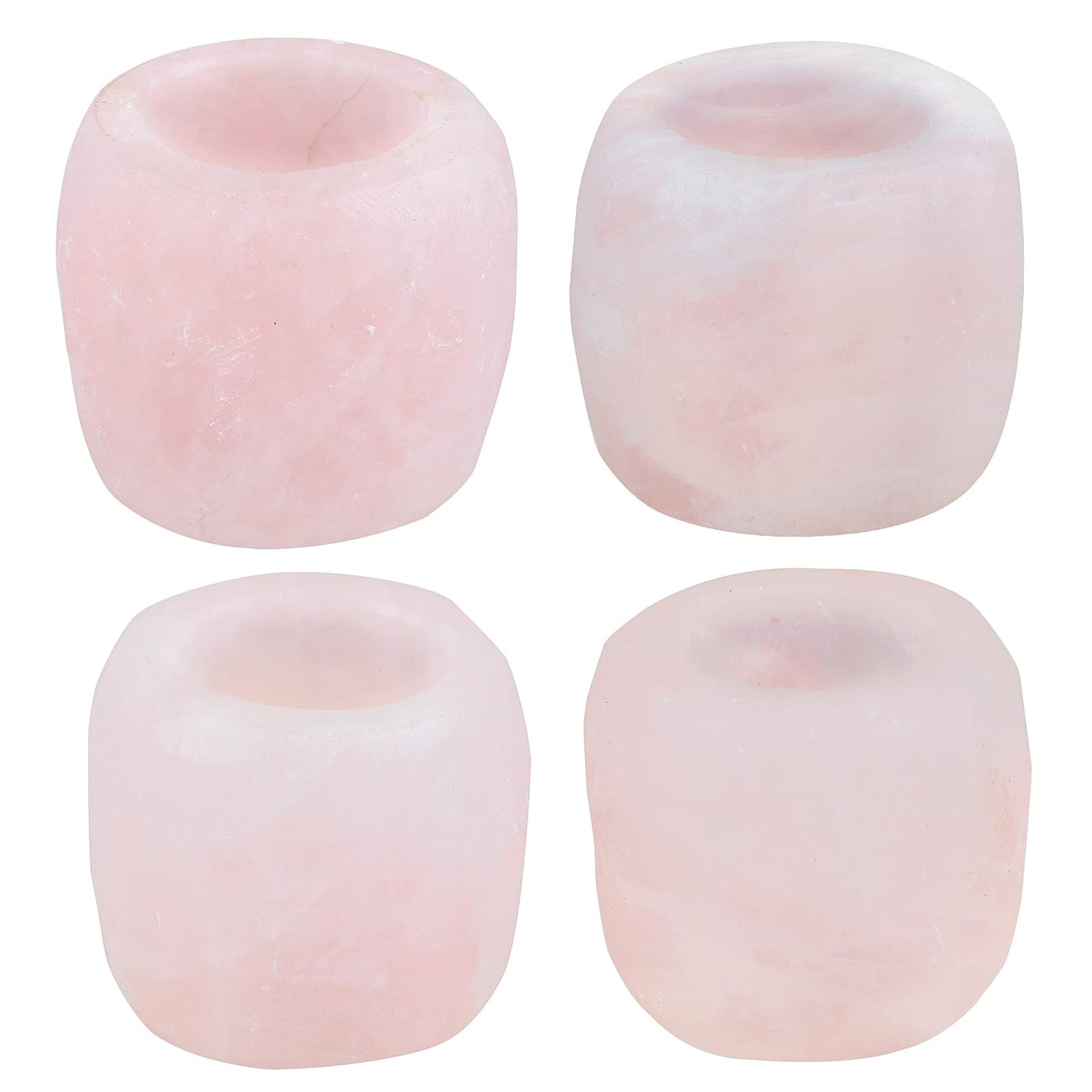 mookaitedecor Natural Rose Quartz Crystal Tea Light Candle Holder/Air Plant Holder Home Decor