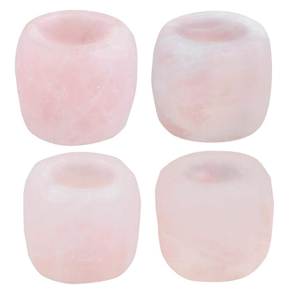 mookaitedecor Natural Rose Quartz Crystal Tea Light Candle Holder/Air Plant Holder Home Decor