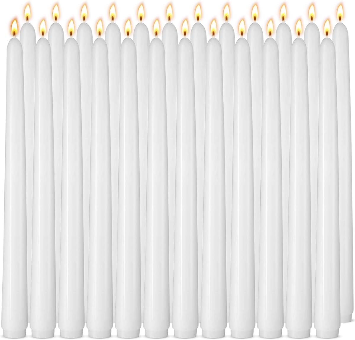 10 inch Cone-Shaped Candle, Set of 24 Smoke-Free, drip Free Wax, Long Burning, Used for Home Decoration, Churches, Celebrations, Parties (White)