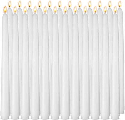 10 inch Cone-Shaped Candle, Set of 24 Smoke-Free, drip Free Wax, Long Burning, Used for Home Decoration, Churches, Celebrations, Parties (White)