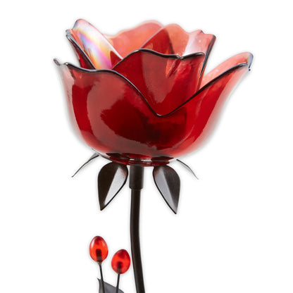 Zingz & Thingz Beauty in The Petals Collection Floral Tealight Candle Holder, 5x4.125x12.5, Romantic Rose