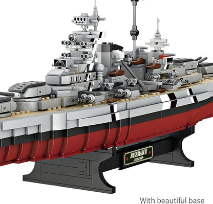FULHOLPE Bismarck Class Battleship Building Blocks Set MOC Military Warship Model Bricks Construction Toy Compatible with Major Brands - 2081 Pieces