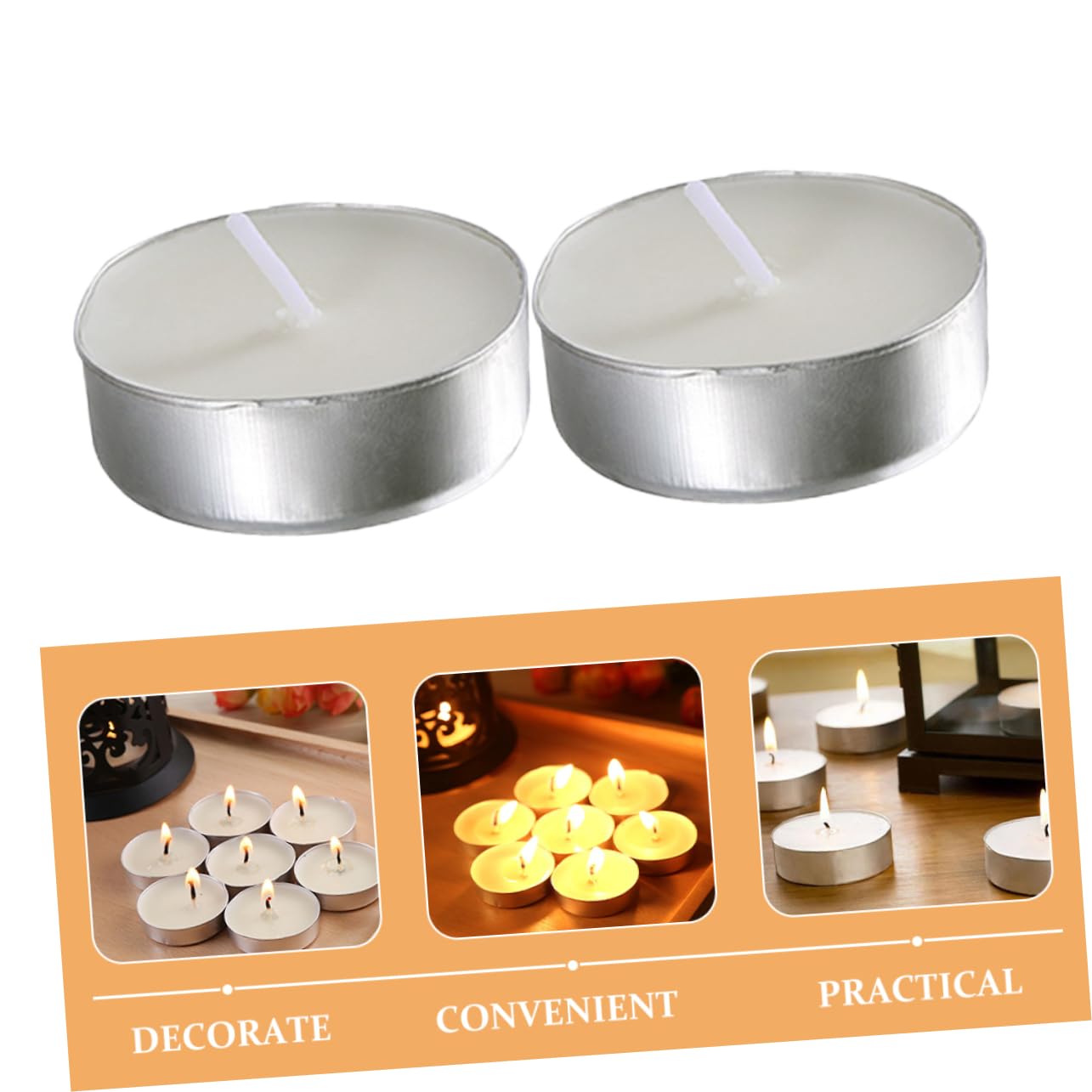 Zerodeko 100pcs Round Tealight Candles Unscented Multi Function Wedding Candles for Home and Long Burning for Romantic Atmosphere for Special Occasions