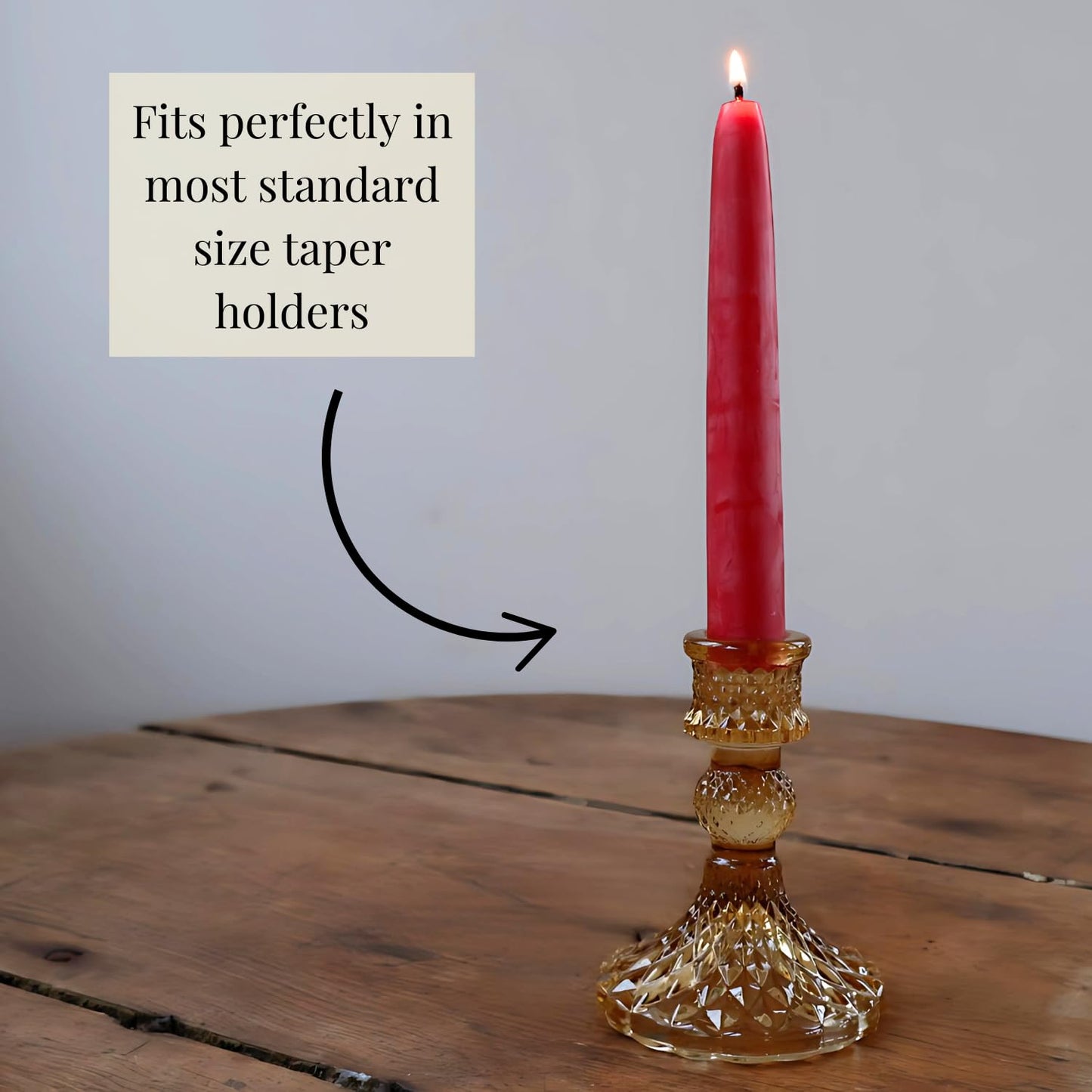 Candlestock Beeswax Taper Candles – Standard 7/8" Diameter, Pure 100% Natural USA Beeswax, Cotton Wick, Dripless, Long-Burning, Handmade in Woodstock, NY- 10 Inches - 2 Pairs (4 Candles) - Rose Red