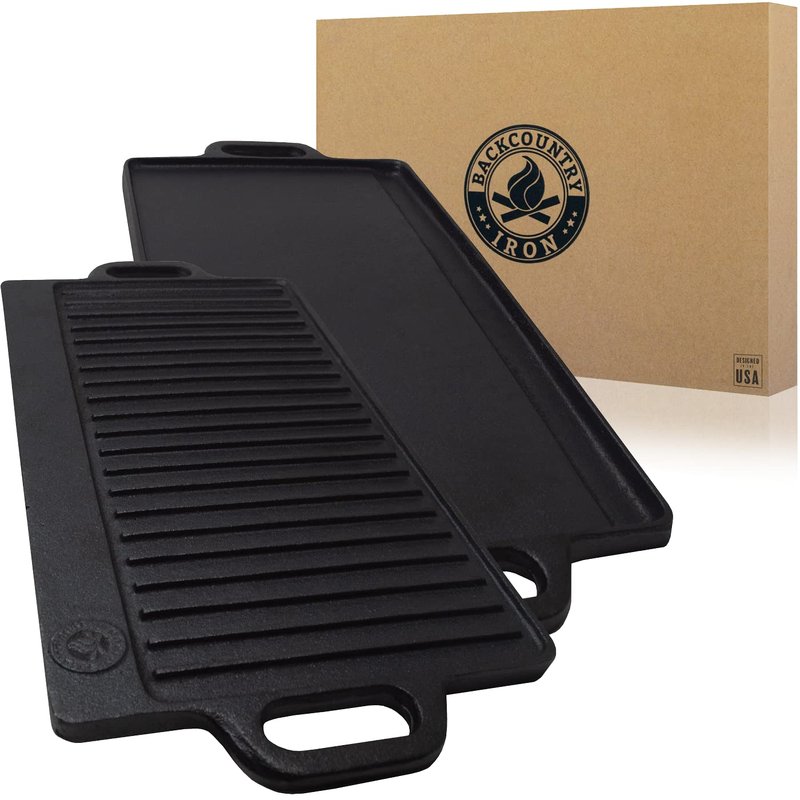 Backcountry Iron 20 x 9 inch Large Reversible Seasoned Cast Iron Grill / Griddle