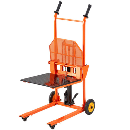 AECOJOY Hydraulic Lift Winch Stacker, Material Lift Table Cart 500 Lbs Capacity, 32" Max Lift Height, Pallet Truck Jack with Lockable Swivel Casters – Ideal for Warehouse, Workshop and Garage Use