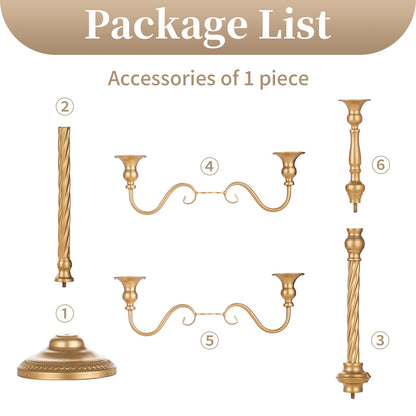Sziqiqi Gold Floor Candelabra Candle Holder for Centerpiece - Tall 5 Arm Candlesticks Holders Metal Taper Candle Holder for Table Floral Centerpieces for Wedding Party Banquet
