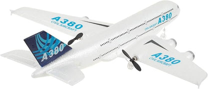 RC Plane Remote Control Airplane 2.4Ghz DIY 2 Channels Remote Control Airplane Built in 6-Axis Gyro A380 RC Aircraft for Kids EPP Foam Glider for Beginner