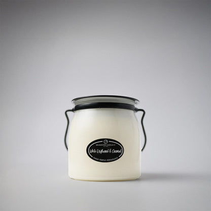 Milkhouse Candle Company White Driftwood & Coconut Soy Candle - Coconut Water | Mandarin Orange | Rosewater Scented - 16 oz Butter Jar with Lid, 65+ Hour Burn Time, Made in the USA
