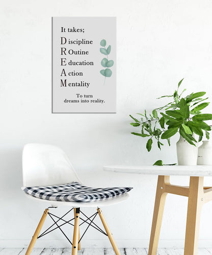 To Turn Dreams Into Reality Inspirational Canvas Wall Art Ideal Motivational Poster Inspiring Painting Prints Wall Pictures for Living Room Home Office Gym Decor Framed Artwork [18''H x 12''W]