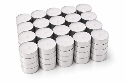 1ABOVE Tea Light Candles 4 Hour Long Burn Time White Unscented. (50 Pack)
