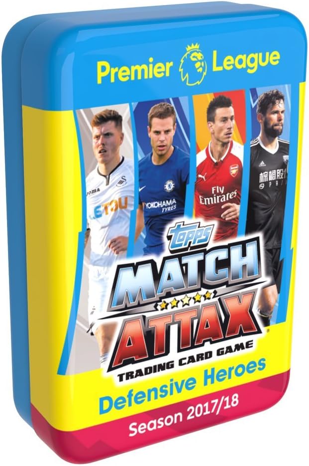 Match Attax 2017-18 Topps EPL Cards - Defensive Heroes Mega Tin (60 Cards &amp Limited Edition Gold Card)