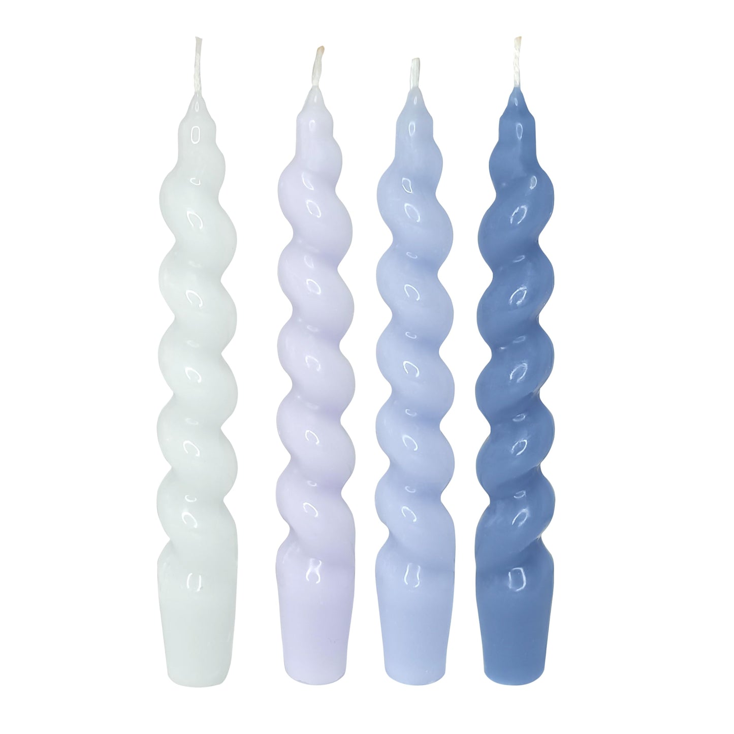 7.5 Inch Twisted Taper Candle 4 PCS Unscented Spiral Candle Smokeless Gradient Blue Candlesticks for Home Dinner Wedding Party Decoration