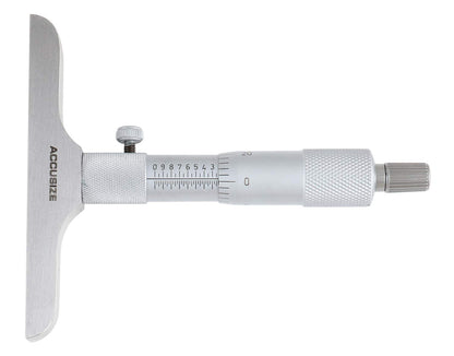 Accusize Industrial Tools 0-6'' by 4'' Base Depth Micrometer, 0.001'' Resolution, 6 Rods, 2025-4201